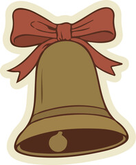 Vintage Ornament  Christmas bell with ribbon icon illustration for holiday season 