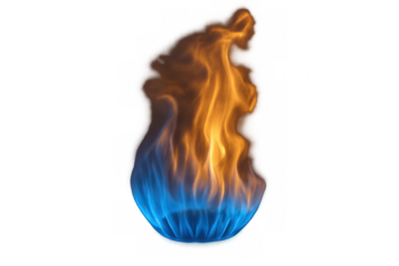 Gas flame showing blue and yellow colors, representing energy, heat, and combustion. Transparent background