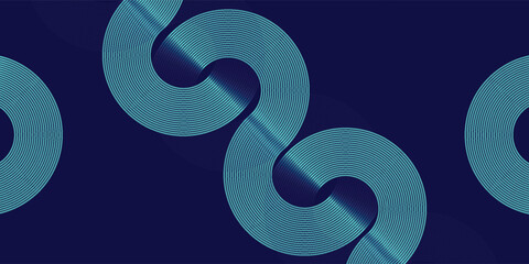 A deep blue background elegantly showcases swirling turquoise circles with subtle gradients, creating a modern and visually appealing abstract design with flowing curves