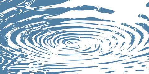 Ripples in a serene blue and white vector illustration, showing a concentric pattern that evokes a sense of calm, spreading from a central point across the minimalist surface