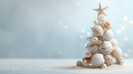 Unique Christmas Tree Decoration with Seashells and Starfish Illumination