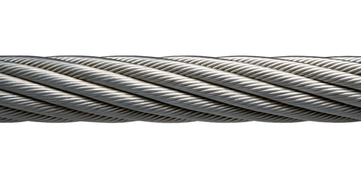 Steel Cable Coil: a close-up image of a steel cable coil displaying its strength and intricate construction. It highlights the potential for tension, stability, and structure in various applications.