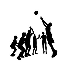 Silhouette of Basketball Match on white background.