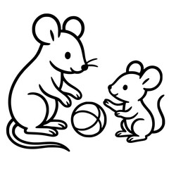 Silhouette of a mouse playing ball