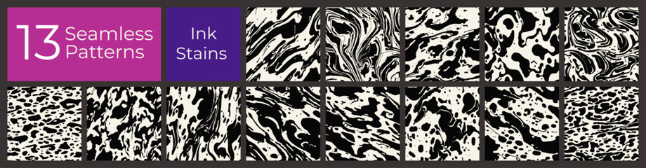 Ink Splatter Pattern Set &mdash; Bold Messy Paint Textures