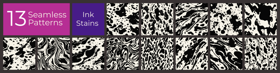 Ink Splatter Pattern Set &mdash; Bold Messy Paint Textures