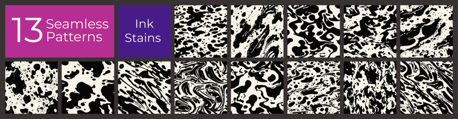 Ink Splatter Pattern Set &mdash; Bold Messy Paint Textures