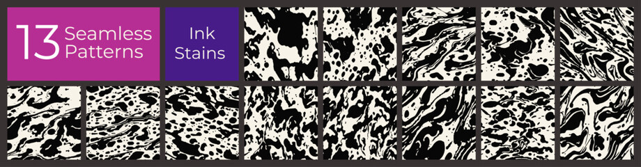 Ink Splatter Pattern Set &mdash; Bold Messy Paint Textures