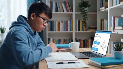 AI Math Tutor, Student Solving Math Problems at Desk