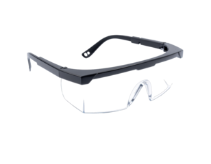 Modern Black Safety Glasses with Clear Lenses and Black Frame Isolated on Transparent Background for Protection and Style