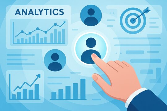 Hand selecting an individual profile from a data analytics interface, symbolizing user engagement and data-driven decision-making in modern business practices.