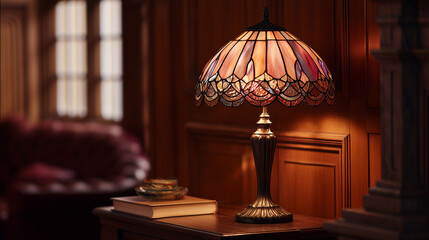 The Tiffany table lamp displays vintage elegance; its soft, warm light and artistic design create a cozy, refined, and stylish atmosphere in any room.