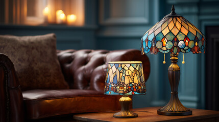 The Tiffany table lamp displays vintage elegance; its soft, warm light and artistic design create a cozy, refined, and stylish atmosphere in any room.