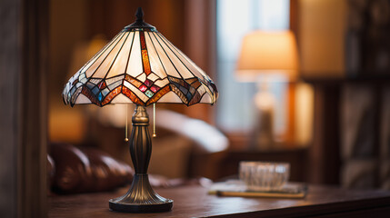 The Tiffany table lamp displays vintage elegance; its soft, warm light and artistic design create a cozy, refined, and stylish atmosphere in any room.