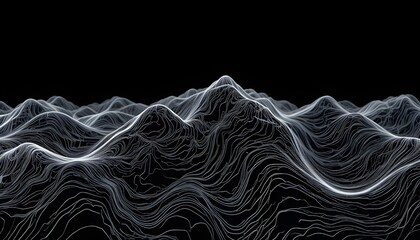 Abstract Animated Topographic Contour Map with Moving Waves on Black Background for Futuristic 4K Loop