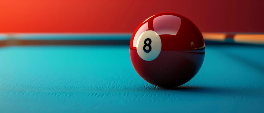 A red billiard ball with the number eight on a blue table cloth will emphasise the theme of sports bars or gaming clubs as the main backdrop.