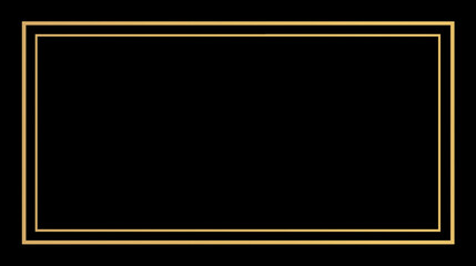 Elegant golden rectangular border frame on solid black background.