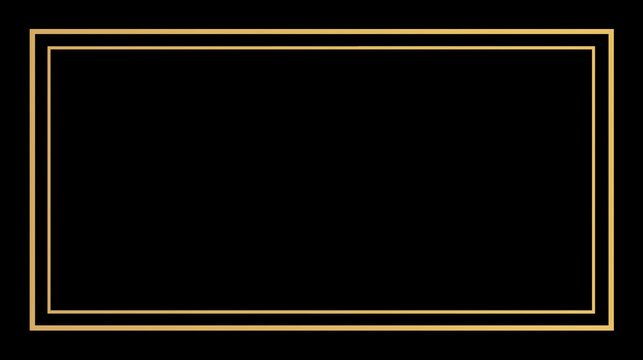Elegant golden rectangular border frame on solid black background.