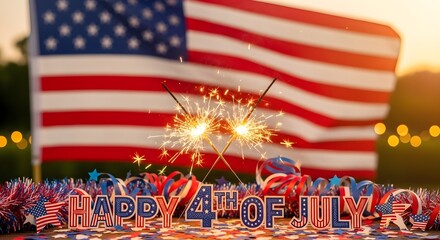 Sparkling fireworks and festive decorations celebrate Independence Day with patriotism