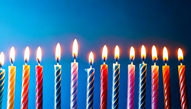 Bright candles illuminating a blue background, creating a joyous and joyous atmosphere