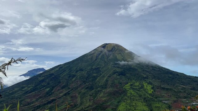 view of mountain sindoro,central java,indonesia