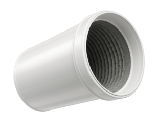 Double-walled drainage pipe with sound-dampening for residential rainwater systems.
