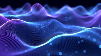 Abstract digital landscape of connected dots, soft purples, blue, and some scattered blur - Powered by Adobe