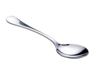 Polished Silver Spoon With Reflective Surface And Elegant Curve Isolated On A Clean Transparent Background With Soft Studio Lighting
