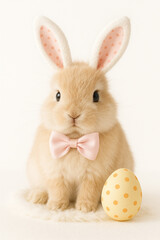 Symbolic visual metaphor - Adorable Bunny with Bow Tie and Easter Egg - symbolic design