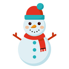 snowman with red hat and scarf