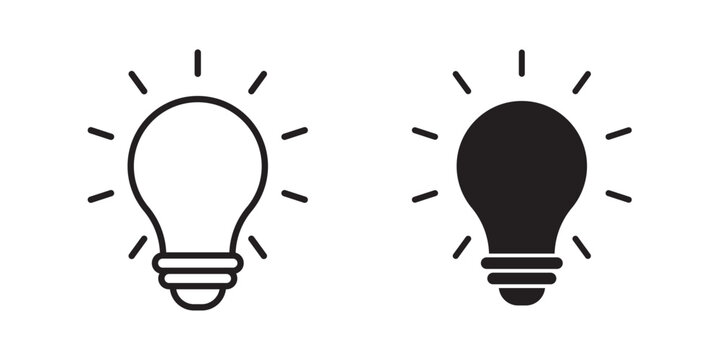Bulb Icon. representing a quick tip, successful idea, solution, or approved concept. Vector illustration with stroke and fill on a white background.