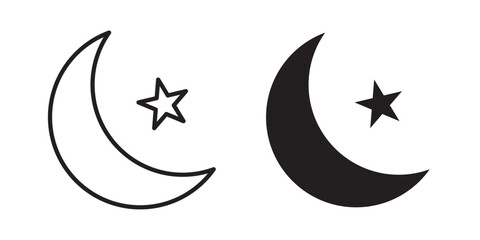 Moonlight Icon. Vector illustration with stroke and fill on a white background.