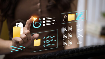 Digital data management dashboard and cloud storage system interface concept
