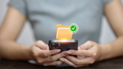 Mobile cloud storage and digital file access technology concept