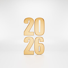 2026 in gold colors numbers on white background 