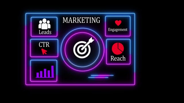 Online Marketing Campaign Dashboard with Target Audience, Leads, CTR, and Engagement DataDashboard with Leads, Engagement,CTR, and Reach Metrics 4k video