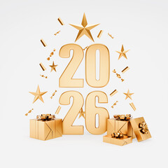 Celebrating New Year 2026 with Gifts and Confetti 