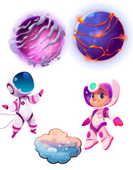 set of funny cartoon monsters