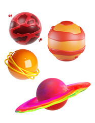 set of golden and red spheres