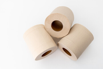 Eco-friendly bamboo toilet rolls made from natural, unbleached bamboo paper. Sustainable, biodegradable, and plastic-free alternative to traditional toilet tissue, shown isolated on a white background