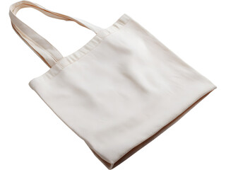 Minimal white cotton tote bag isolated on transparent background, symbolizing eco-friendly lifestyle and reusable fashion.