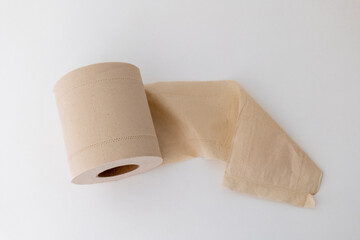 Eco-friendly bamboo toilet roll made from natural, unbleached bamboo paper. Sustainable, biodegradable, and plastic-free alternative to traditional toilet tissue, shown isolated on a white background.