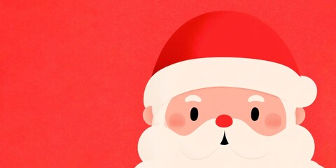 Merry Christmas or Saint Nicholas day celebration greeting card illustration - portrait of Santa Claus, isolated on red background