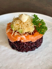 Red Tuna Tartare on Brown Rice
