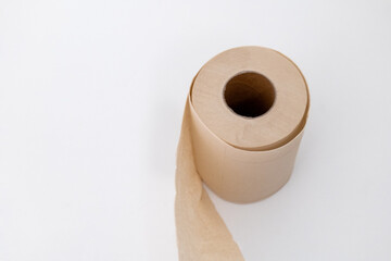Eco-friendly bamboo toilet roll made from natural, unbleached bamboo paper. Sustainable, biodegradable, and plastic-free alternative to traditional toilet tissue, shown isolated on a white background.