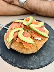 Fluffy Pizza with Salmon & Avocado