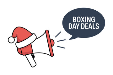 Megaphone announces Boxing Day deals with a festive Santa hat.