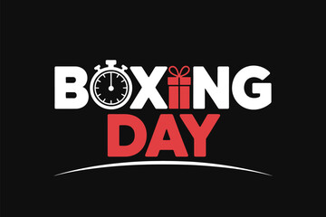 Boxing Day sales event with timer and gift icon on black background.