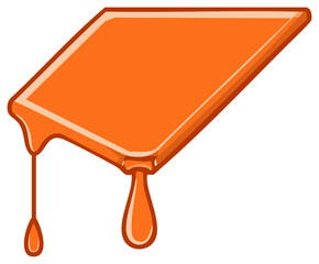 Glossy orange liquid dripping from a rectangular surface