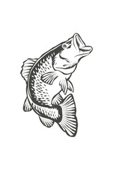 Lineart illustration of a Jumping Bass Fish